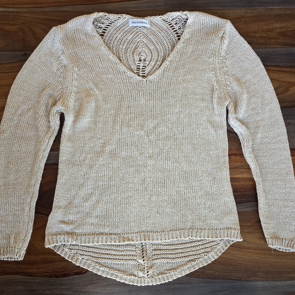 Nina Kendosa Ladies Cream Knit Sweater, Beautiful Design Italian